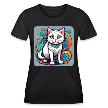 Weiße Grinsekatze - Frauen Funktions-T-Shirt - Schwarz - Vorne - AI Model Female 172 light (172cm)