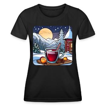 Heißer Glühwein im Winter - Frauen Funktions-T-Shirt - Schwarz - Vorne - AI Model Female 172 light (172cm)