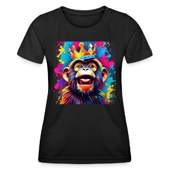 Cheeky monkey with crown in graffiti style - Women's Functional T-Shirt - black - Front - AI Model Female 172 light (172cm)