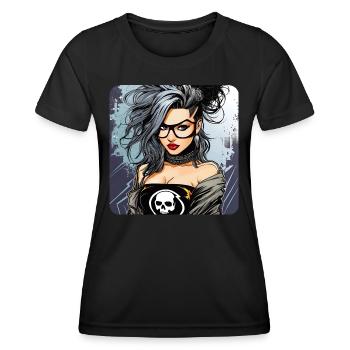 Cooles Punker Gothik Girl - Frauen Funktions-T-Shirt - Schwarz - Vorne - AI Model Female 172 light (172cm)