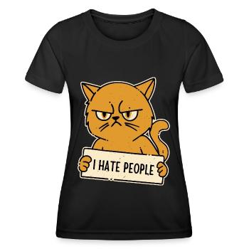 Ich hasse Menschen Asoziale Katze - Frauen Funktions-T-Shirt - Schwarz - Vorne - AI Model Female 172 light (172cm)