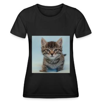 Lustige Katze - Frauen Funktions-T-Shirt - Schwarz - Vorne - AI Model Female 172 light (172cm)