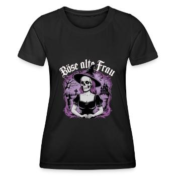 Böse alte Frau. Gothic Style Halloween - Frauen Funktions-T-Shirt - Schwarz - Vorne - AI Model Female 172 light (172cm)
