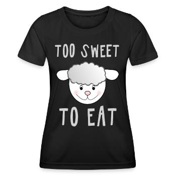 Sheep - TOO SWEET TO EAT - vegan fun4m3animal - Women's Functional T-Shirt - black - Front - AI Model Female 172 light (172cm)