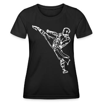 Kung-Fu High Kick - Frauen Funktions-T-Shirt - Schwarz - Vorne - AI Model Female 172 light (172cm)