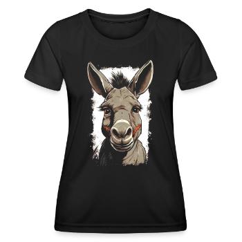 Esel Eselchen Maultier Muli - Frauen Funktions-T-Shirt - Schwarz - Vorne - AI Model Female 172 light (172cm)