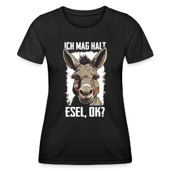 Esel Eselchen Maultier Muli - Frauen Funktions-T-Shirt - Schwarz - Vorne - AI Model Female 172 light (172cm)