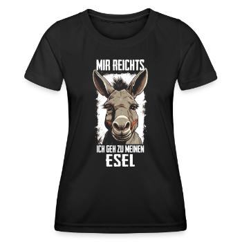 Esel Eselchen Maultier Muli - Frauen Funktions-T-Shirt - Schwarz - Vorne - AI Model Female 172 light (172cm)