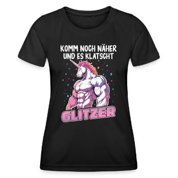 Einhorn Einhörner Fabelwesen Mystisch - Frauen Funktions-T-Shirt - Schwarz - Vorne - AI Model Female 172 light (172cm)