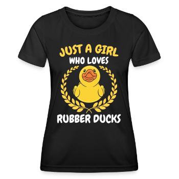 Rubber Ducks Bathroom Yellow Duck - Women's Functional T-Shirt - black - Front - AI Model Female 172 light (172cm)