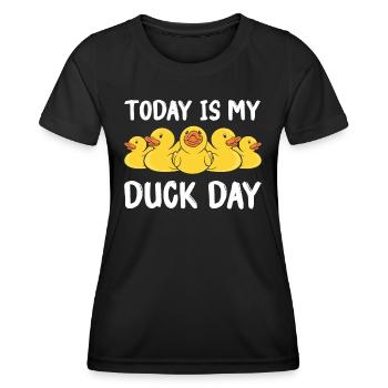 Canards en caoutchouc Salle de bain Canard jaune - T-shirt sport Femme - noir - Devant - AI Model Female 172 light (172cm)