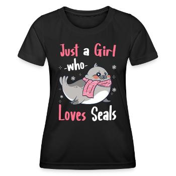 Robbe Robben Tier Seelöwe - Frauen Funktions-T-Shirt - Schwarz - Vorne - AI Model Female 172 light (172cm)