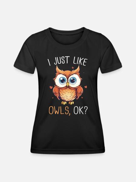 Eule Vogel Tier Eulen - Frauen Funktions-T-Shirt - Schwarz