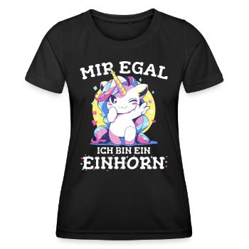 Einhorn Einhörner Fabelwesen Mystisch - Frauen Funktions-T-Shirt - Schwarz - Vorne - AI Model Female 172 light (172cm)