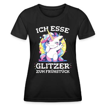 Einhorn Einhörner Fabelwesen Mystisch - Frauen Funktions-T-Shirt - Schwarz - Vorne - AI Model Female 172 light (172cm)