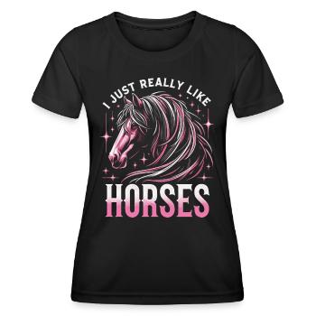 Horse Riding Horse Riding Horse Riding Jump Riding - Women's Functional T-Shirt - black - Front - AI Model Female 172 light (172cm)