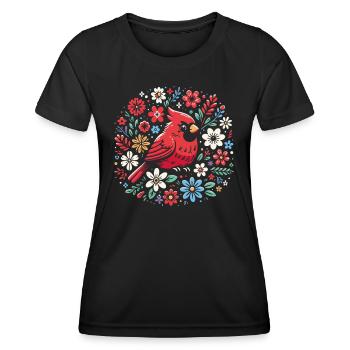 Cardinal Rouge Cardinal Oiseau Rouge Cardinal - T-shirt sport Femme - noir - Devant - AI Model Female 172 light (172cm)