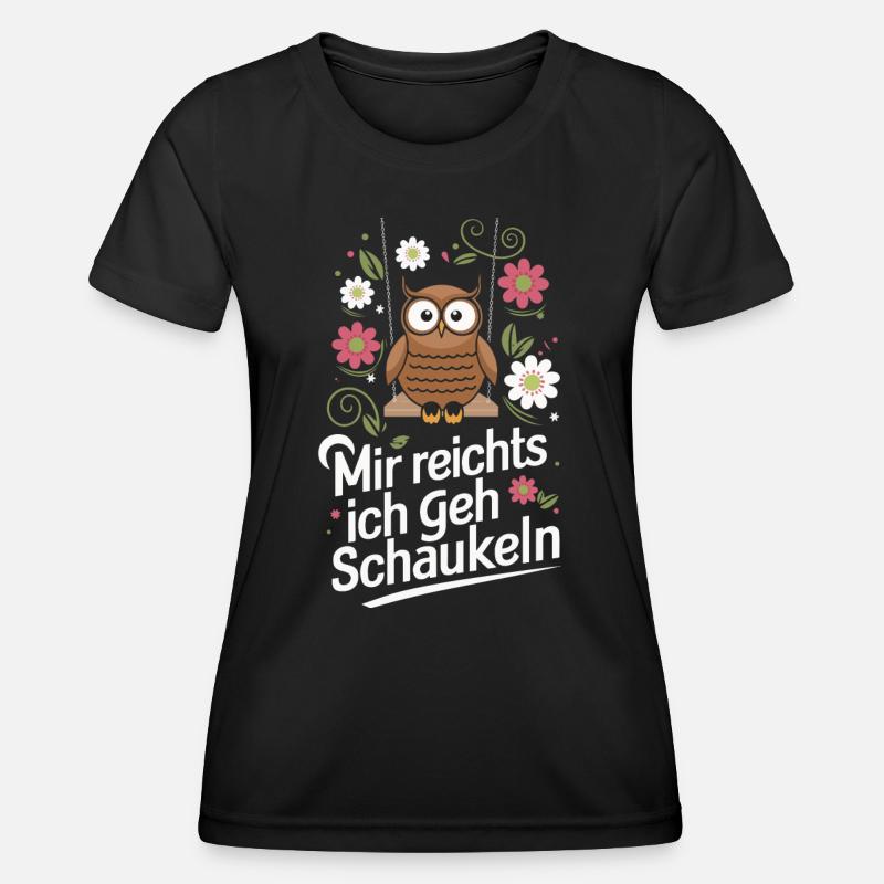 Nachteule Eule Eulen Vogel - Frauen Funktions-T-Shirt - Schwarz