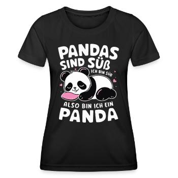 Panda Panda Ours Pandas - T-shirt sport Femme - noir - Devant - AI Model Female 172 light (172cm)
