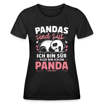 Panda Panda Ours Pandas - T-shirt sport Femme - noir - Devant - AI Model Female 172 light (172cm)