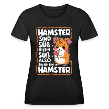 Hamster Hamster doré Hamster nain - T-shirt sport Femme - noir - Devant - AI Model Female 172 light (172cm)