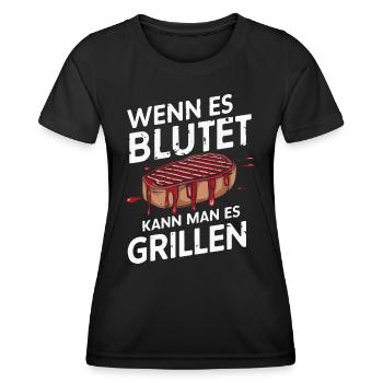 Grillen Grill BBQ Barbecue Grillschürze Griller - Frauen Funktions-T-Shirt - Schwarz - Vorne - AI Model Female 172 light (172cm)
