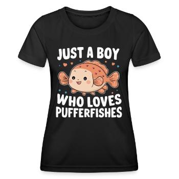 Poisson-globe, Poisson-globe, Poisson, Océan, Animal - T-shirt sport Femme - noir - Devant - AI Model Female 172 light (172cm)
