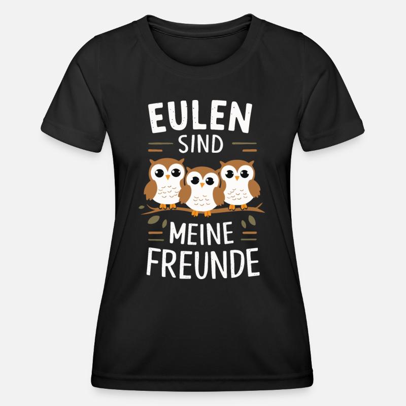 Nachteule Eule Eulen Vogel - Frauen Funktions-T-Shirt - Schwarz