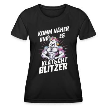 Einhorn Einhörner Fabelwesen Mystisch - Frauen Funktions-T-Shirt - Schwarz - Vorne - AI Model Female 172 light (172cm)