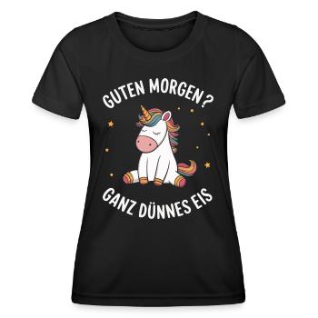 Einhorn Einhörner Fabelwesen Mystisch - Frauen Funktions-T-Shirt - Schwarz - Vorne - AI Model Female 172 light (172cm)