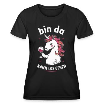 Einhorn Einhörner Fabelwesen Mystisch - Frauen Funktions-T-Shirt - Schwarz - Vorne - AI Model Female 172 light (172cm)