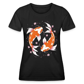 Koi Poisson Carpe Japon Chine Poisson - T-shirt sport Femme - noir - Devant - AI Model Female 172 light (172cm)