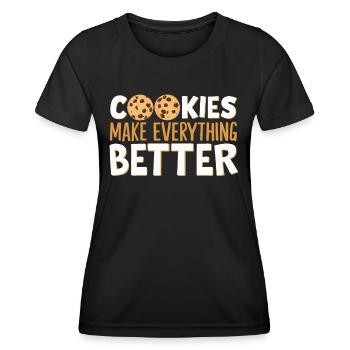 Cookies Cookie Keks Kekse Schokolade - Frauen Funktions-T-Shirt - Schwarz - Vorne - AI Model Female 172 light (172cm)