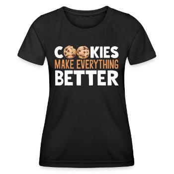 Cookies Cookie Keks Kekse Schokolade - Frauen Funktions-T-Shirt - Schwarz - Vorne - AI Model Female 172 light (172cm)
