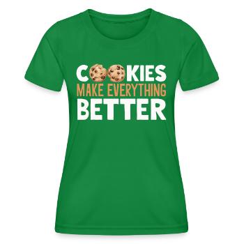 Cookies Cookie Biscuits Biscuits Chocolate - Women's Functional T-Shirt - kelly green - Front - AI Model Female 172 dark (172cm)