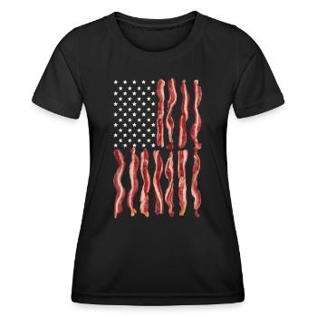 USA Amerika Flagge Patrioten - Frauen Funktions-T-Shirt - Schwarz - Vorne - AI Model Female 172 light (172cm)