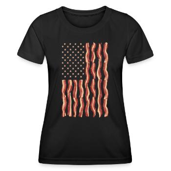 USA Amerika Flagge Patrioten - Frauen Funktions-T-Shirt - Schwarz - Vorne - AI Model Female 172 light (172cm)