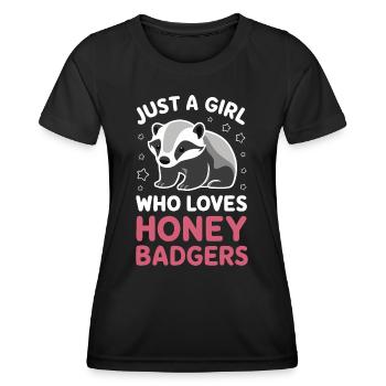 Blaireau Miel Blaireau Animal - T-shirt sport Femme - noir - Devant - AI Model Female 172 light (172cm)