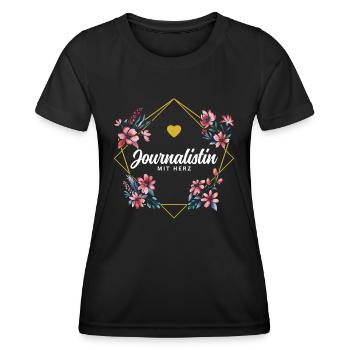 Journalistin mit Herz - Frauen Funktions-T-Shirt - Schwarz - Vorne - AI Model Female 172 light (172cm)