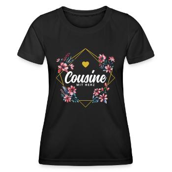 Cousine mit Herz - Frauen Funktions-T-Shirt - Schwarz - Vorne - AI Model Female 172 light (172cm)