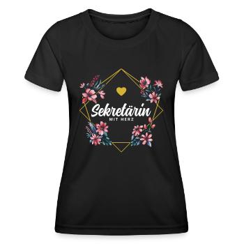 Sekretärin mit Herz - Frauen Funktions-T-Shirt - Schwarz - Vorne - AI Model Female 172 light (172cm)