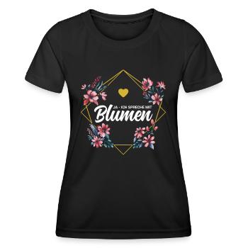 Ich Spreche Mit Blumen - Frauen Funktions-T-Shirt - Schwarz - Vorne - AI Model Female 172 light (172cm)