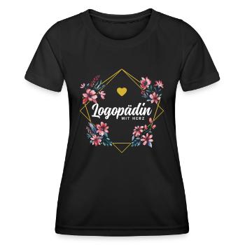Logopädin mit Herz - Frauen Funktions-T-Shirt - Schwarz - Vorne - AI Model Female 172 light (172cm)