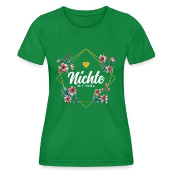 Nichte mit Herz - Frauen Funktions-T-Shirt - Kelly Green - Vorne - AI Model Female 172 dark (172cm)
