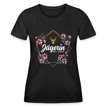 Jägerin mit Herz - Frauen Funktions-T-Shirt - Schwarz - Vorne - AI Model Female 172 light (172cm)