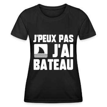 J’peux pas j’ai bateau - T-shirt sport Femme - noir - Devant - AI Model Female 172 light (172cm)