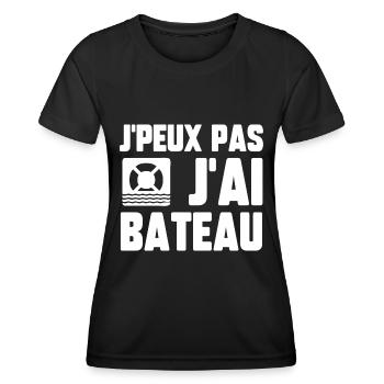 J’peux pas j’ai bateau - T-shirt sport Femme - noir - Devant - AI Model Female 172 light (172cm)