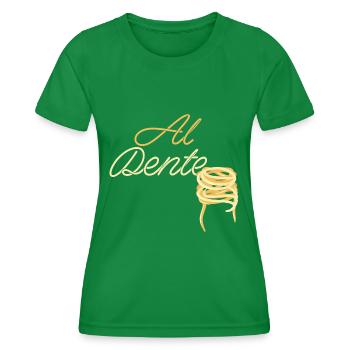 Al Dente Funny Noodle Pasta Spaghetti Foodlie - Women's Functional T-Shirt - kelly green - Front - AI Model Female 172 dark (172cm)