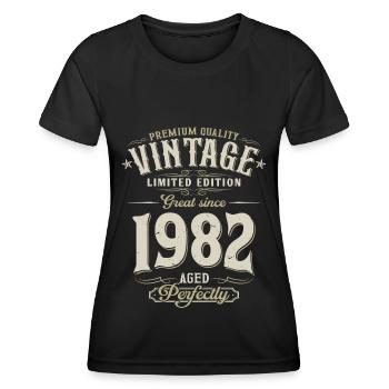 1982 Jahrgang geboren Vintage GeburtstagGeschenk - Frauen Funktions-T-Shirt - Schwarz - Vorne - AI Model Female 172 light (172cm)