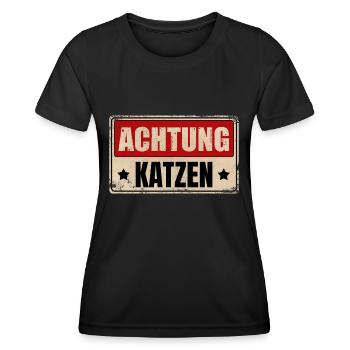 ACHTUNG KATZEN - Frauen Funktions-T-Shirt - Schwarz - Vorne - AI Model Female 172 light (172cm)